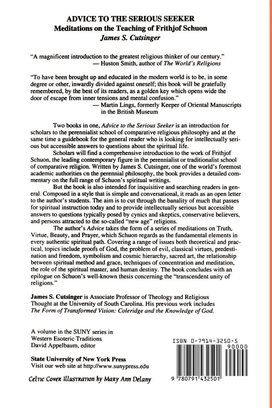 Rückseite: 9780791432501 | Advice to the Serious Seeker | James S. Cutsinger | Taschenbuch | 1997