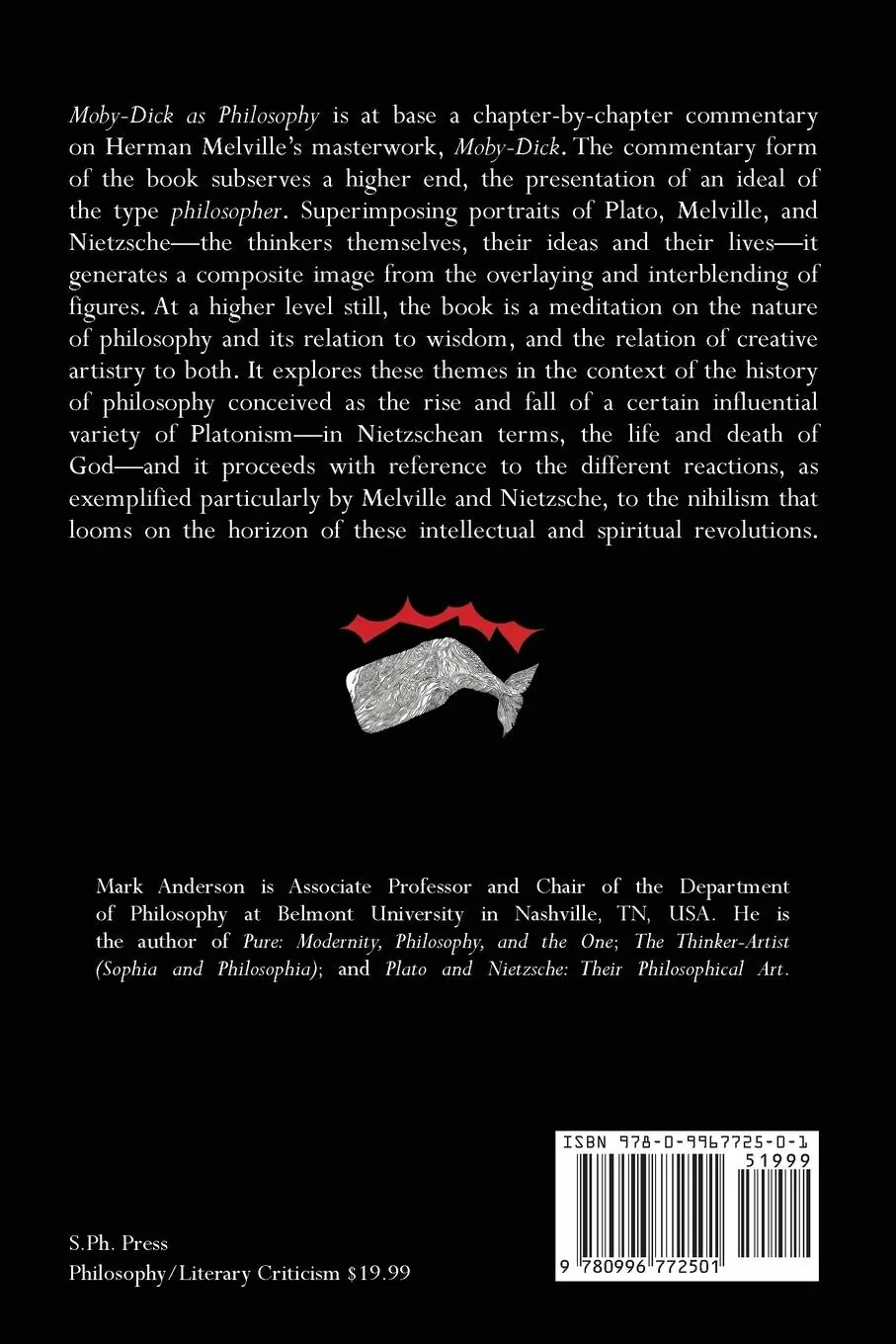 Rückseite: 9780996772501 | Moby-Dick as Philosophy | Plato - Melville - Nietzsche | Mark Anderson