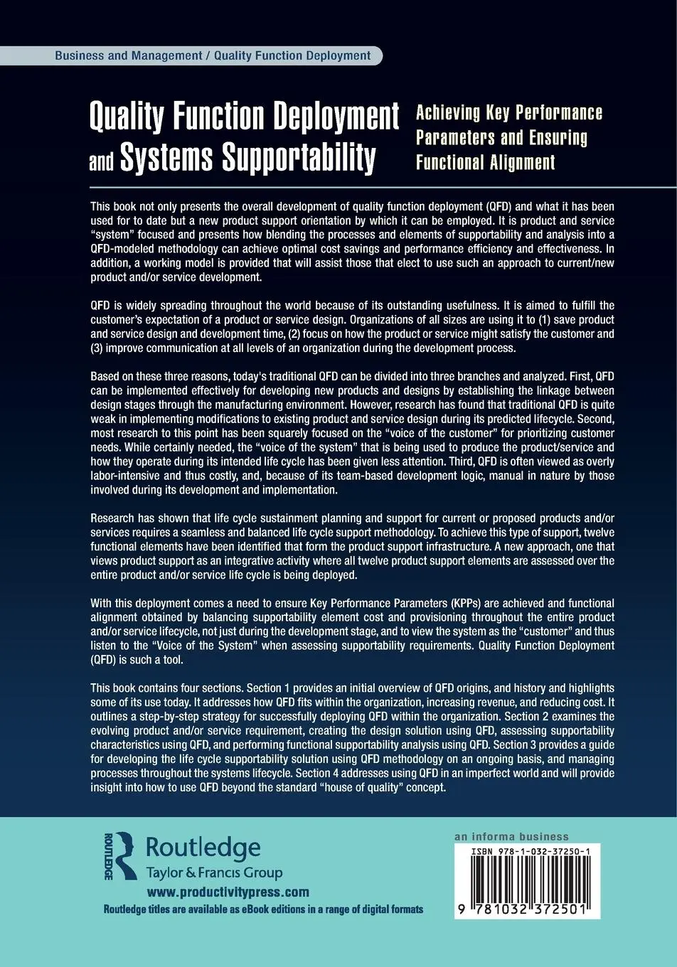 Rückseite: 9781032372501 | Quality Function Deployment and Systems Supportability | Taschenbuch