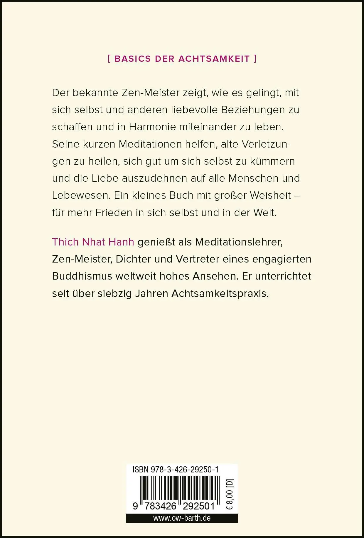 Rückseite: 9783426292501 | Einfach lieben | Thich Nhat Hanh | Taschenbuch | 128 S. | Deutsch