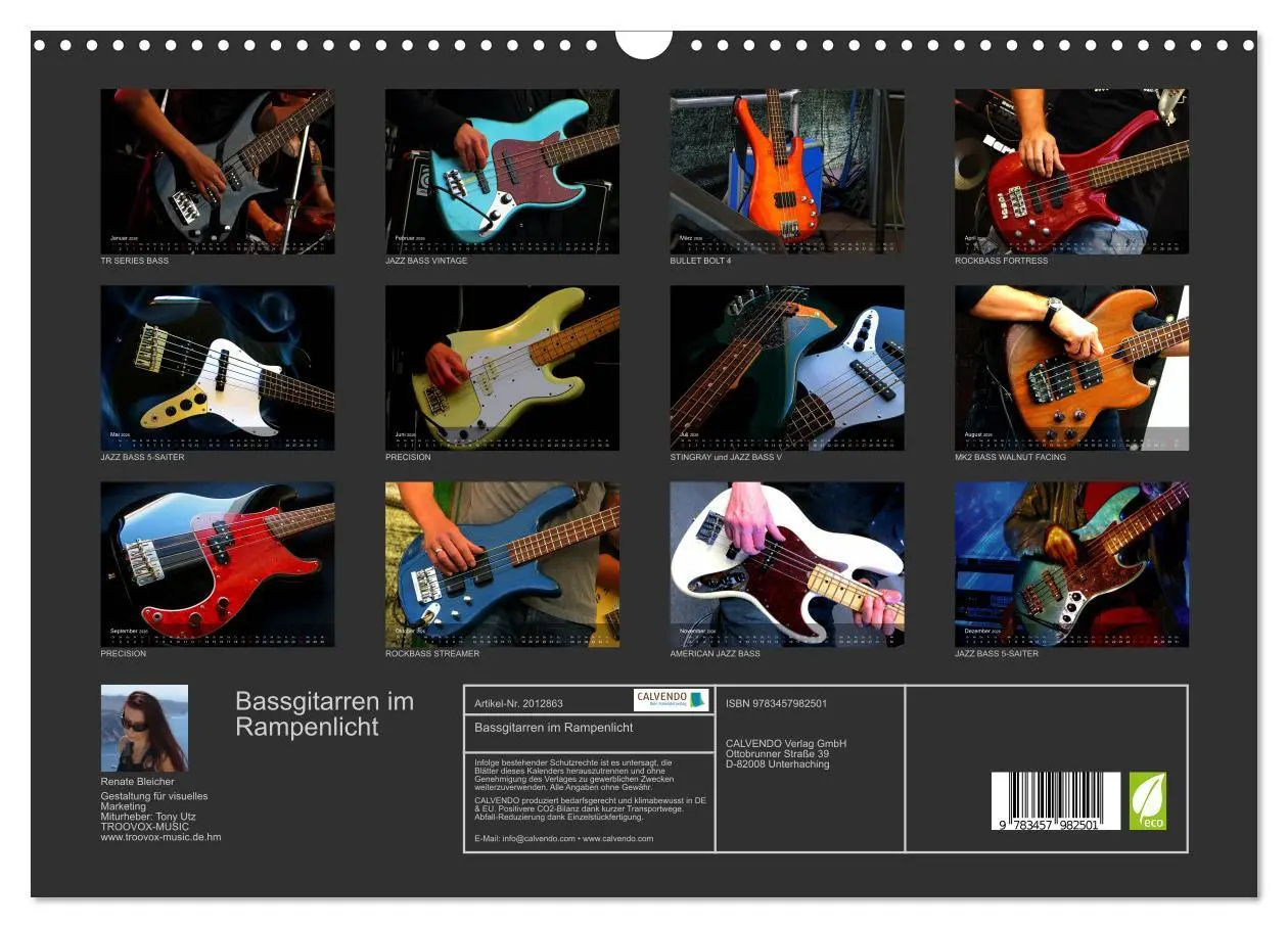 Bild: 9783457982501 | Bassgitarren im Rampenlicht (Wandkalender 2026 DIN A3 quer),...
