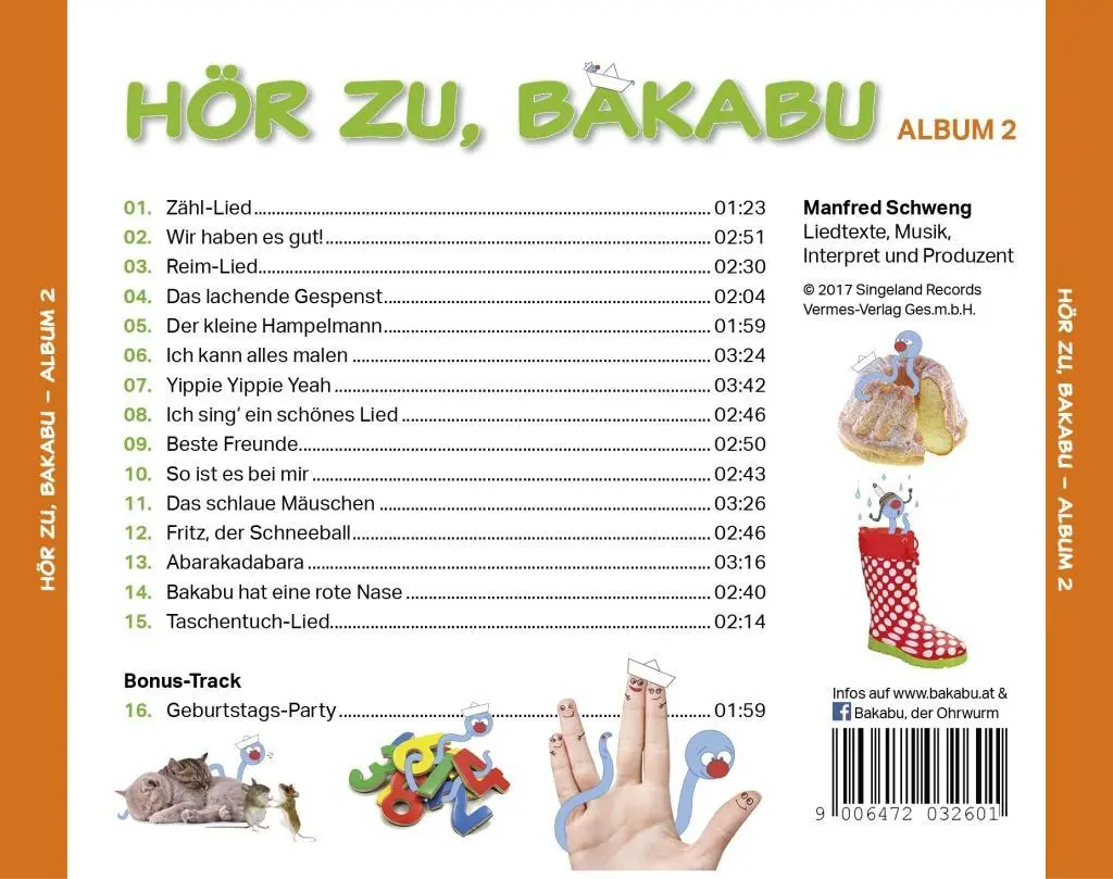 Bild: 9006472032601 | Hör zu, Bakabu - Album 2 | Manfred Schweng | Audio-CD | Hör zu, Bakabu
