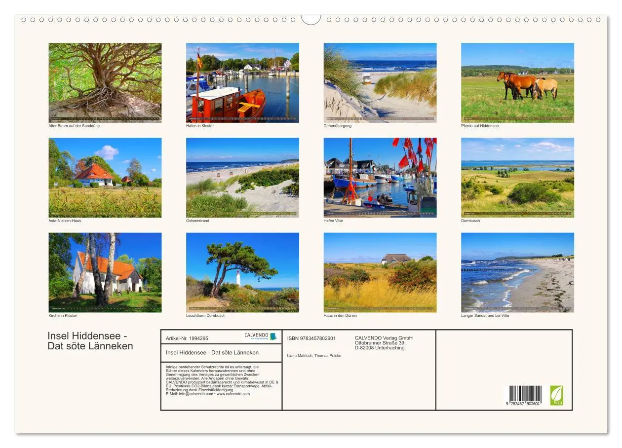 Bild: 9783457802601 | Insel Hiddensee - Dat söte Länneken (Wandkalender 2026 DIN A2...
