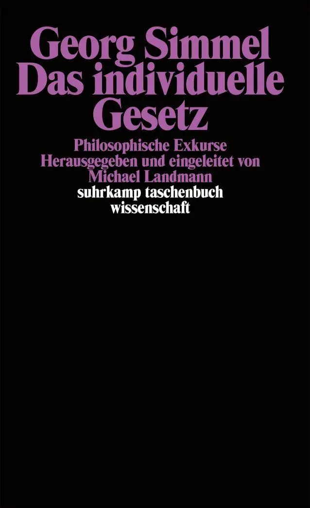 Cover: 9783518282601 | Das individuelle Gesetz | Philosophische Exkurse | Georg Simmel | Buch