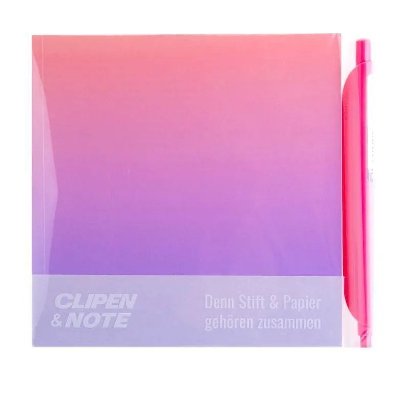 CLIPEN & Note Set (Violet Shine / Salmon Pink) koreanischer Gelschreiber + Notizbuch