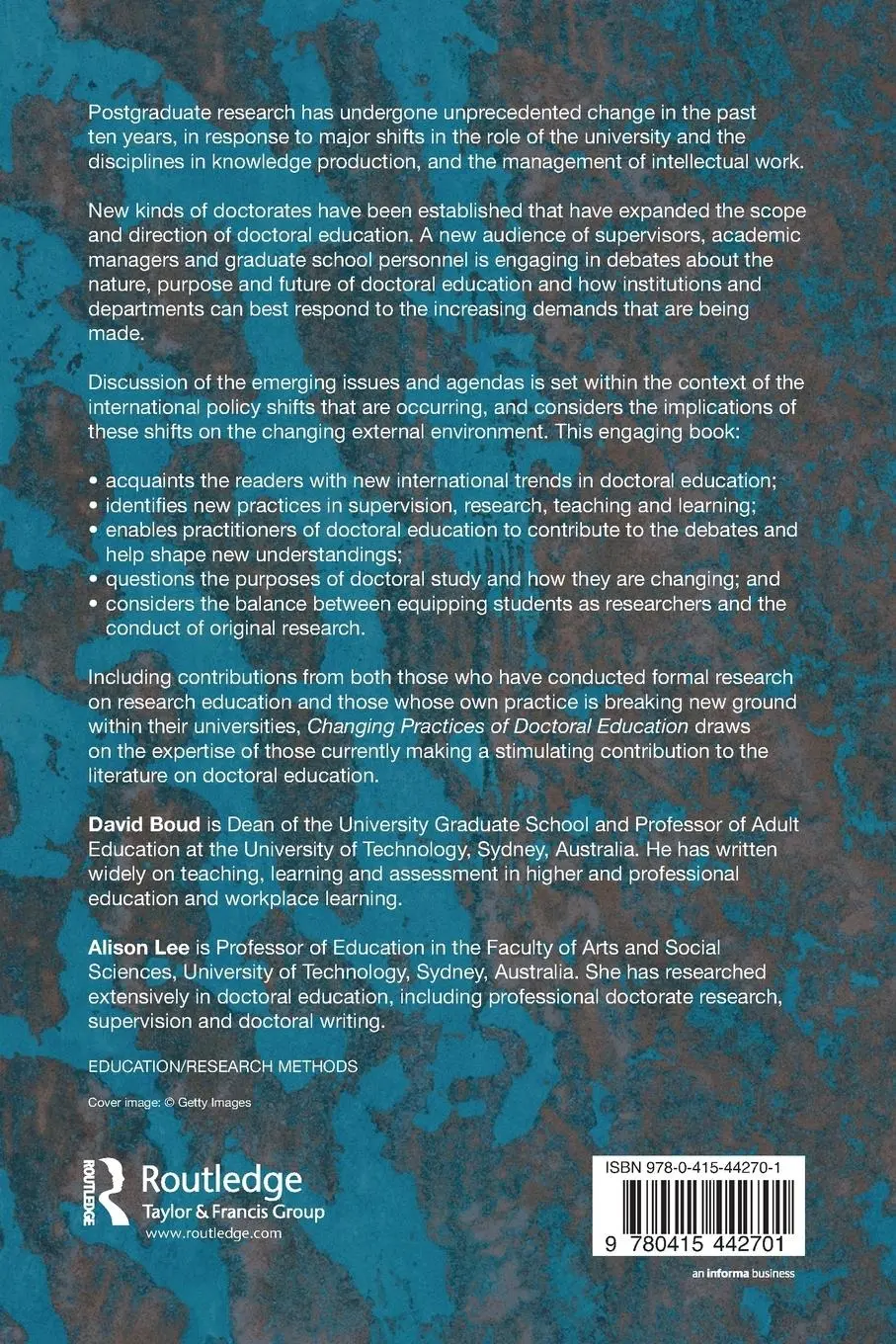 Rückseite: 9780415442701 | Changing Practices of Doctoral Education | David Boud (u. a.) | Buch