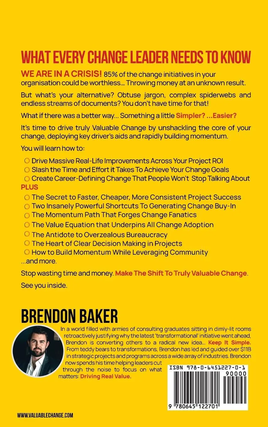 Rückseite: 9780645122701 | Valuable Change | What You Need to Know to Ensure Your Change Pays Off