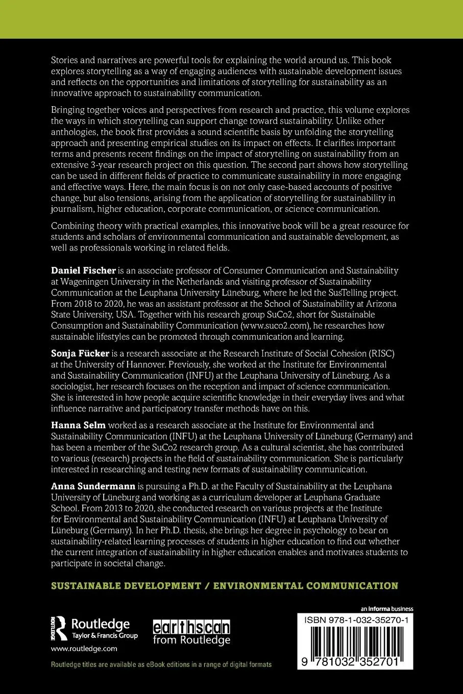 Rückseite: 9781032352701 | Narrating Sustainability through Storytelling | Daniel Fischer (u. a.)
