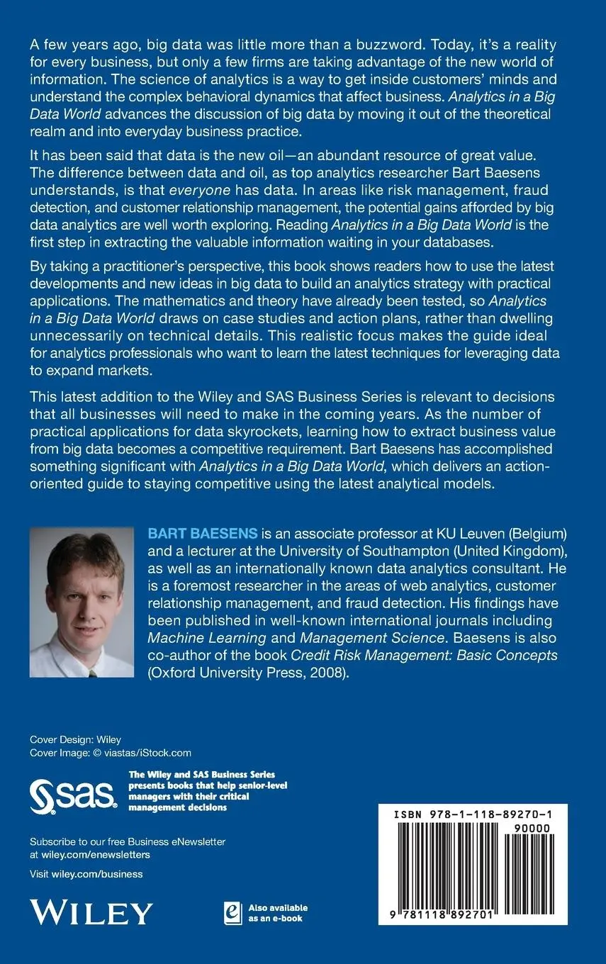 Rückseite: 9781118892701 | Analytics in a Big Data World | Bart Baesens | Buch | 256 S. | 2014