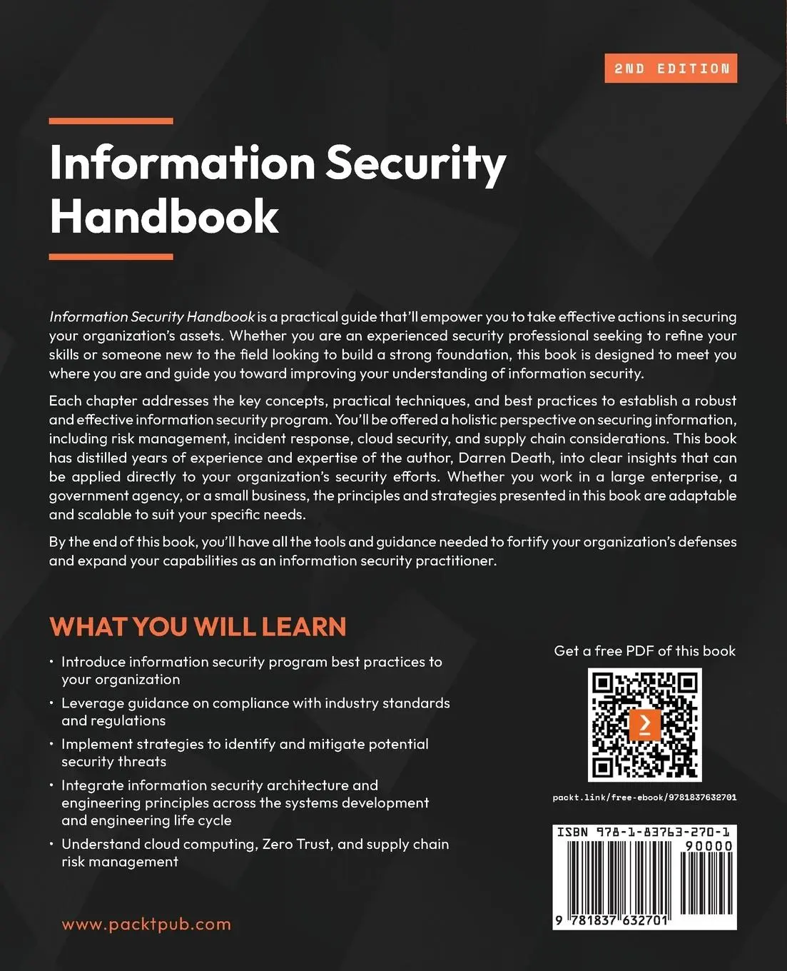 Rückseite: 9781837632701 | Information Security Handbook - Second Edition | Darren Death | Buch