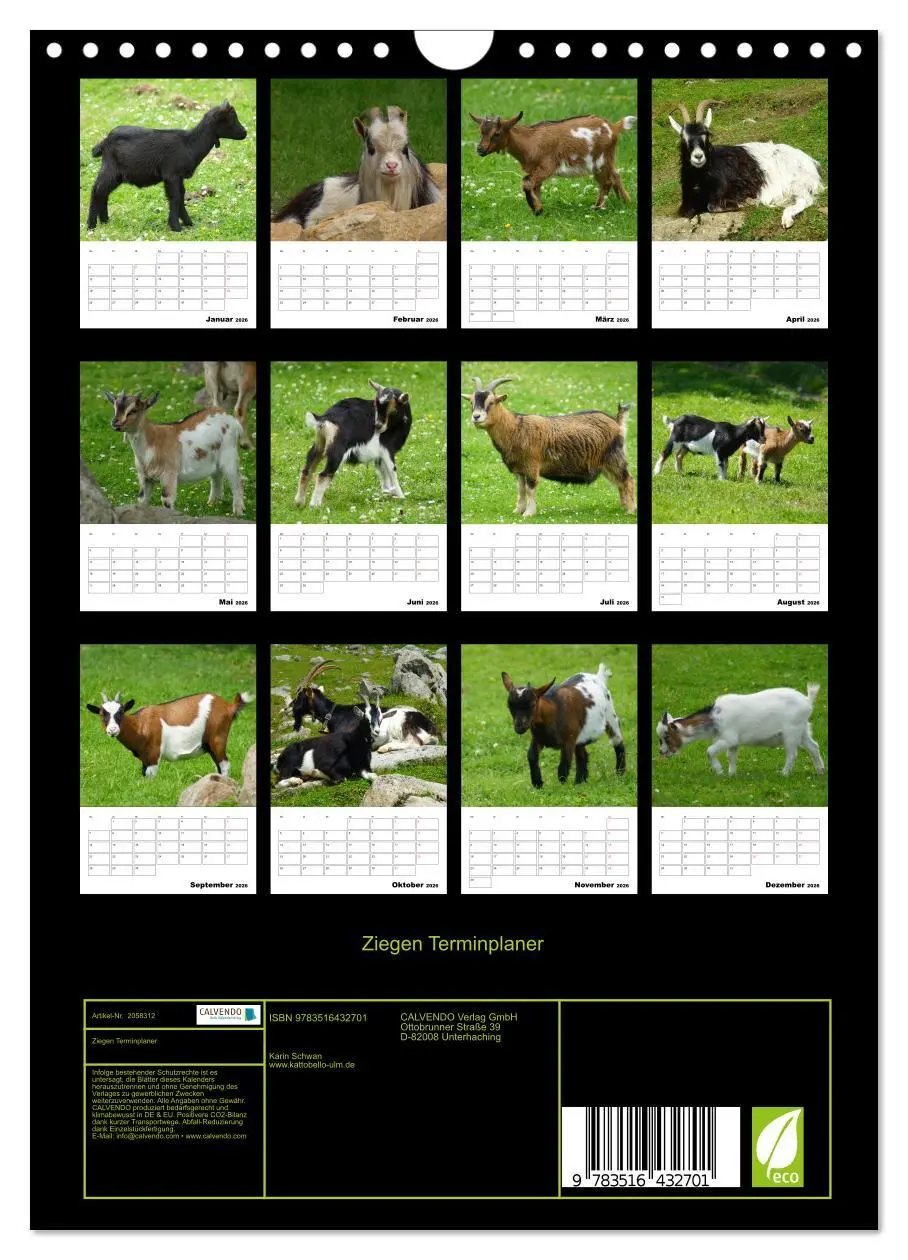 Bild: 9783516432701 | Ziegen Terminplaner (Wandkalender 2026 DIN A4 hoch), CALVENDO...