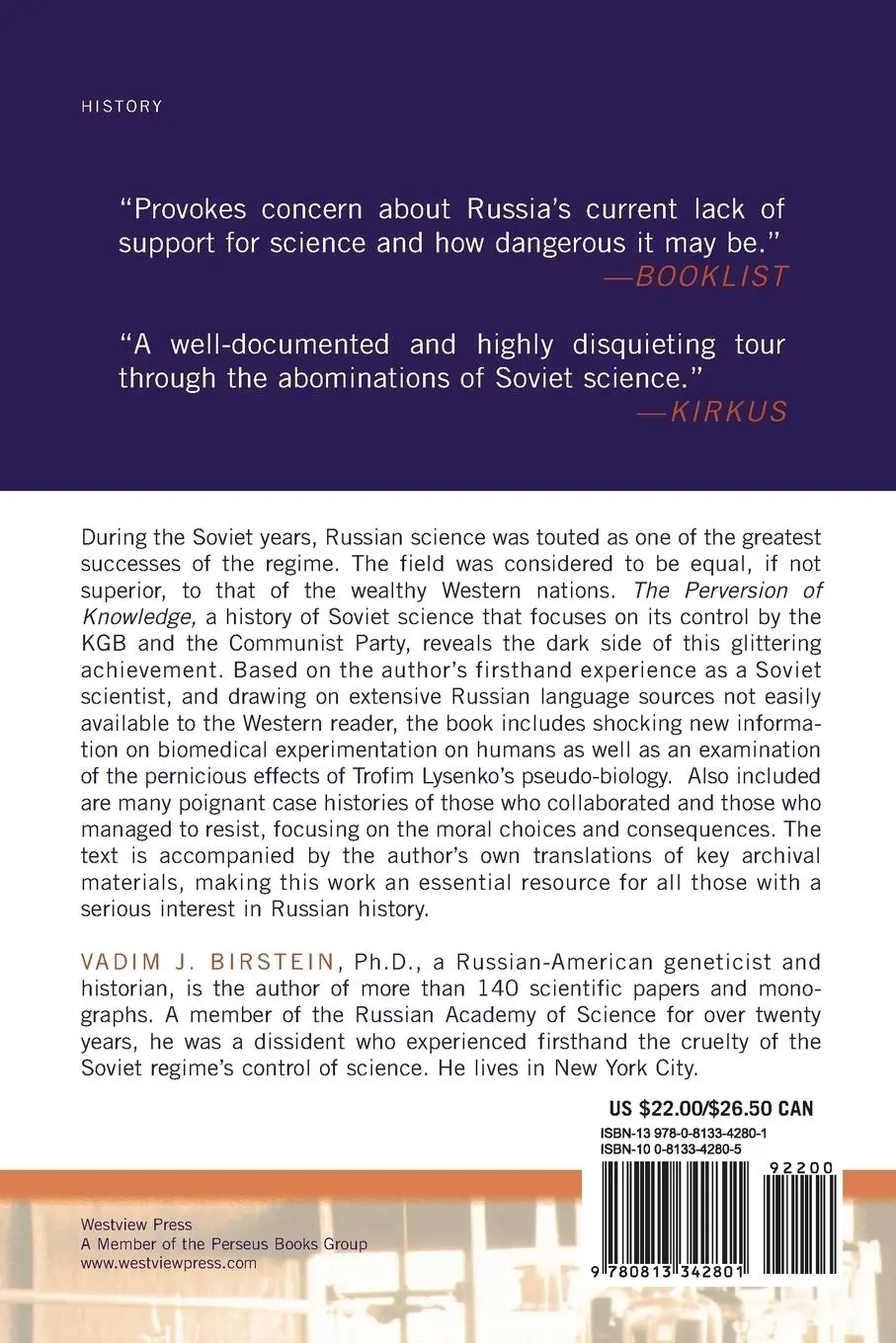 Rückseite: 9780813342801 | The Perversion of Knowledge | The True Story of Soviet Science | Buch