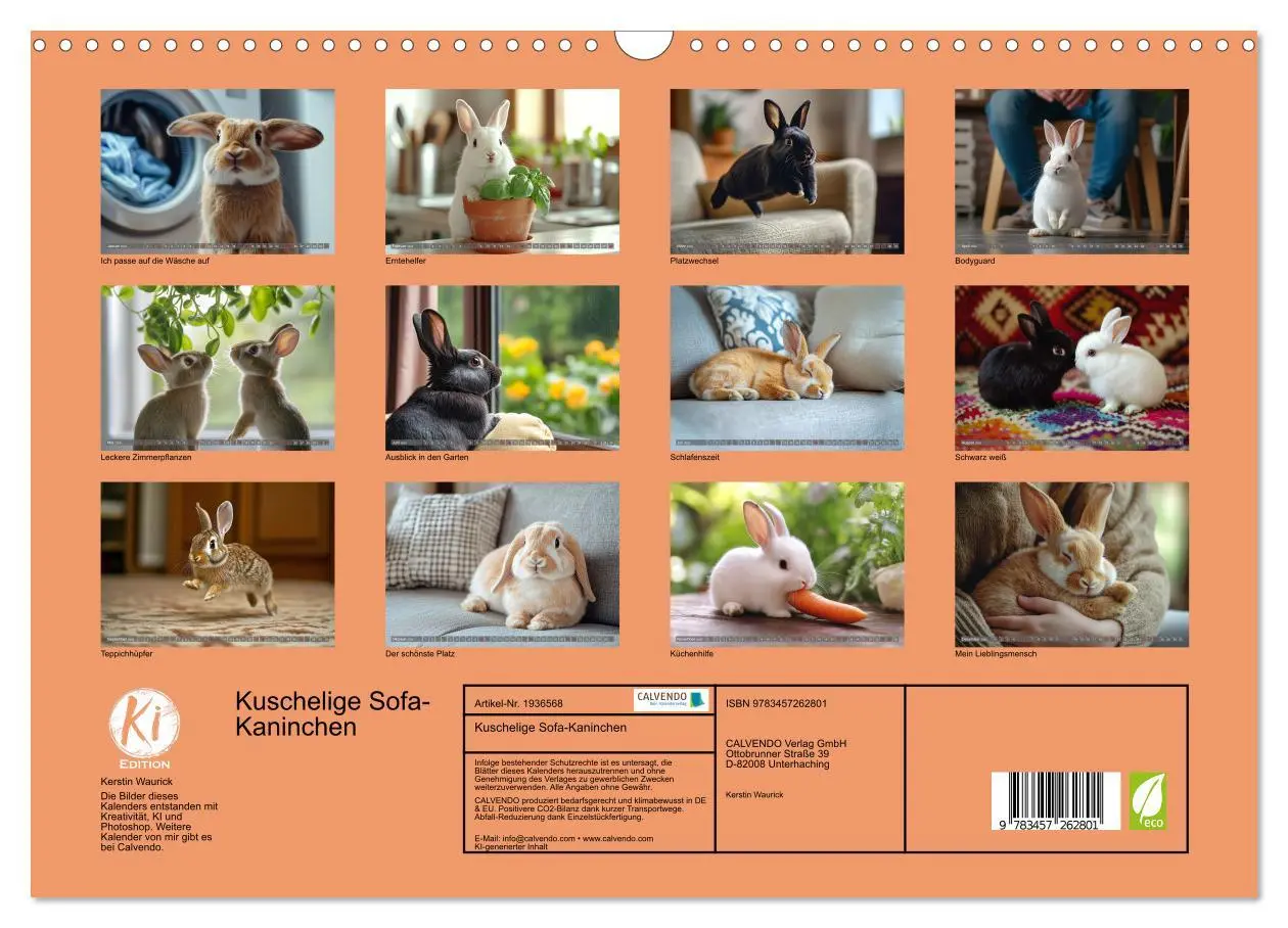 Bild: 9783457262801 | Kuschelige Sofa-Kaninchen (Wandkalender 2026 DIN A3 quer), CALVENDO...