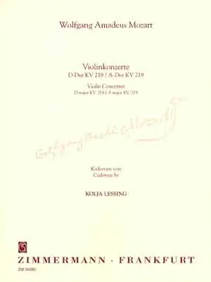 Cover: 9790010342801 | Kadenzen Zu Den Violinkonzerten | D-Dur und A-Dur Kv 218-Kv 219 | Buch