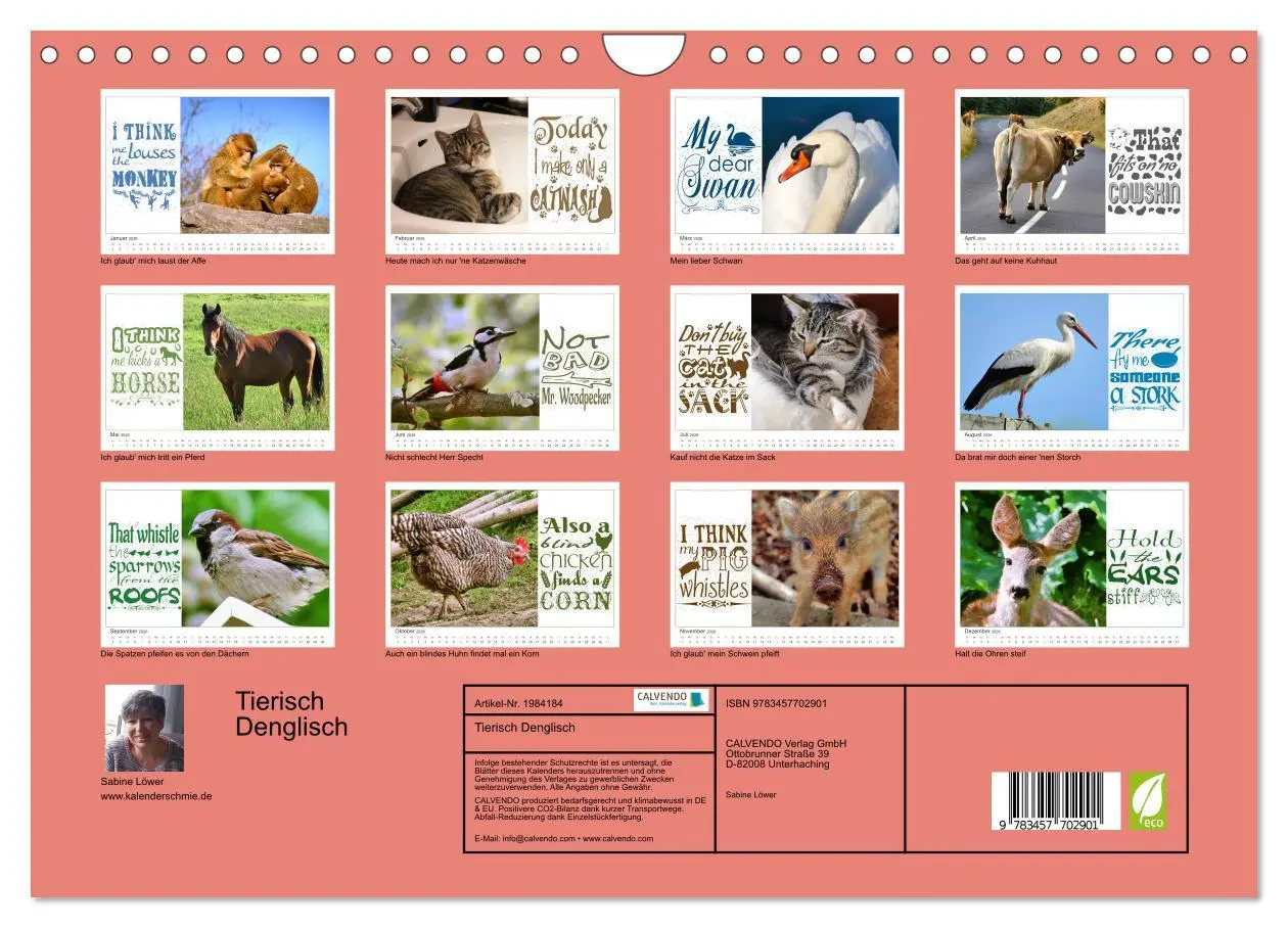 Bild: 9783457702901 | Tierisch Denglisch (Wandkalender 2026 DIN A4 quer), CALVENDO...