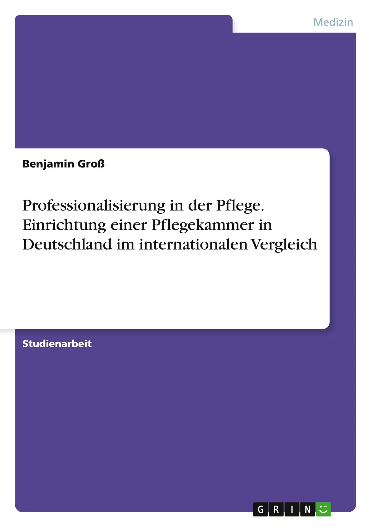 Cover: 9783640922901 | Professionalisierung in der Pflege. Einrichtung einer Pflegekammer...