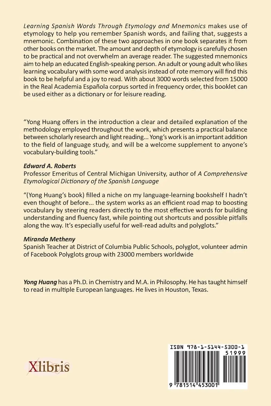 Rückseite: 9781514453001 | Learning Spanish Words Through Etymology and Mnemonics | Yong Huang