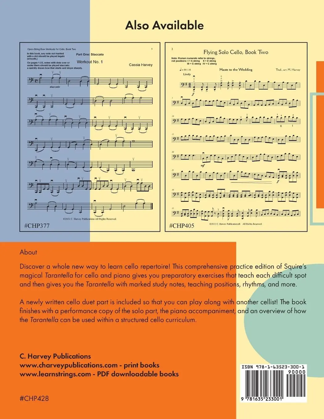 Rückseite: 9781635233001 | The Squire Tarantella for Cello Practice Edition | Harvey (u. a.)