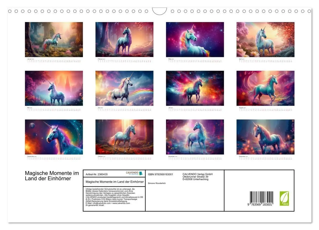 Bild: 9783569183001 | Magische Momente im Land der Einhörner (Wandkalender 2027 DIN A3...