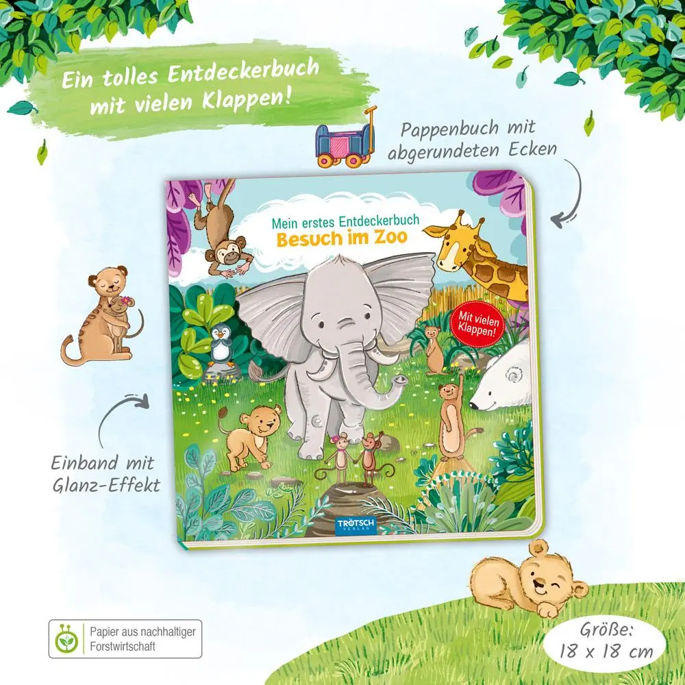 Bild: 9783988023001 | Trötsch Pappenbuch mit Klappen Mein erstes Entdeckerbuch Besuch im Zoo