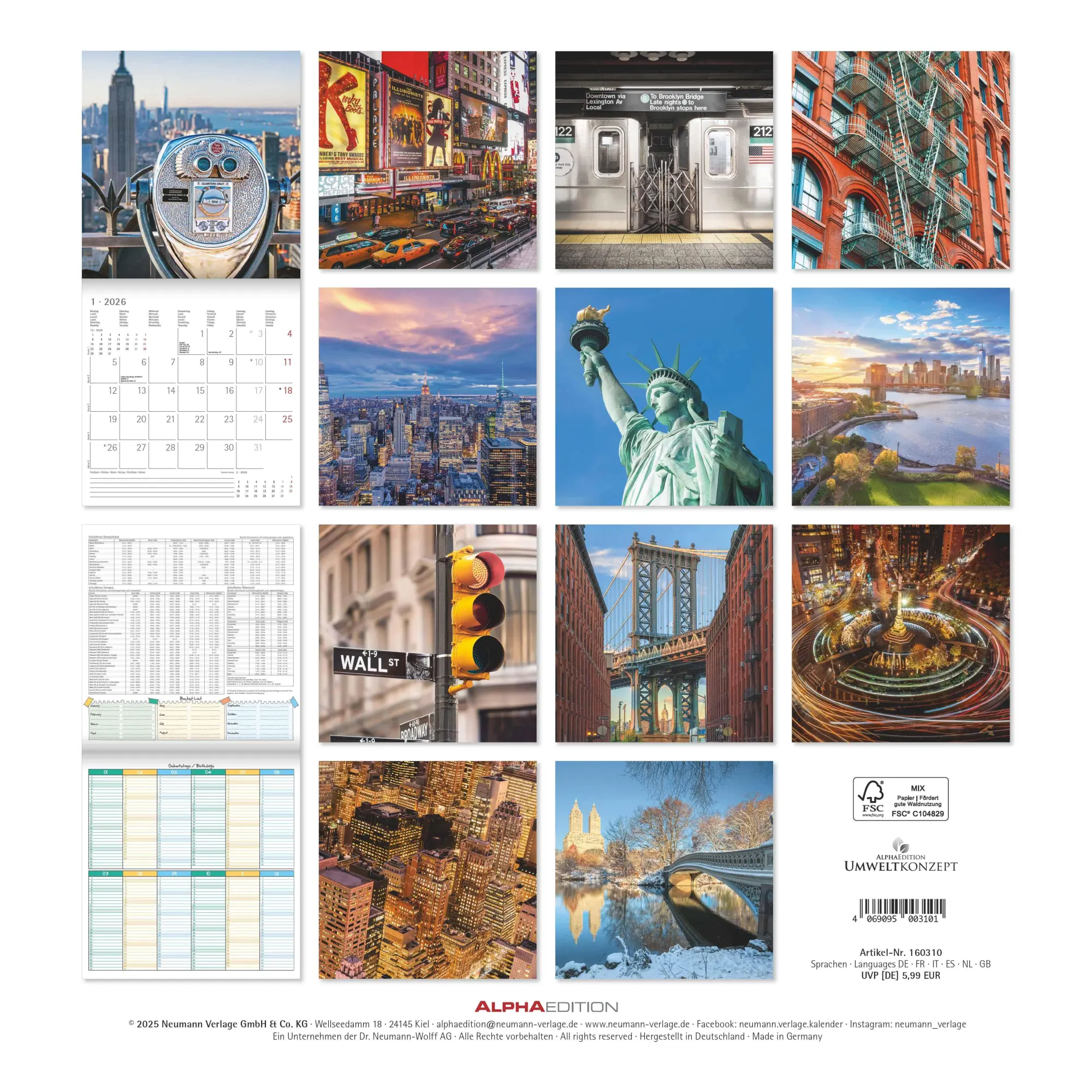 Rückseite: 4069095003101 | New York 2026 - Broschürenkalender 30x30 cm (30x60 geöffnet) -...