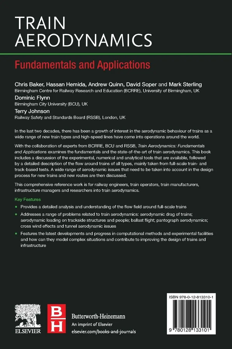 Rückseite: 9780128133101 | Train Aerodynamics | Fundamentals and Applications | Baker (u. a.)