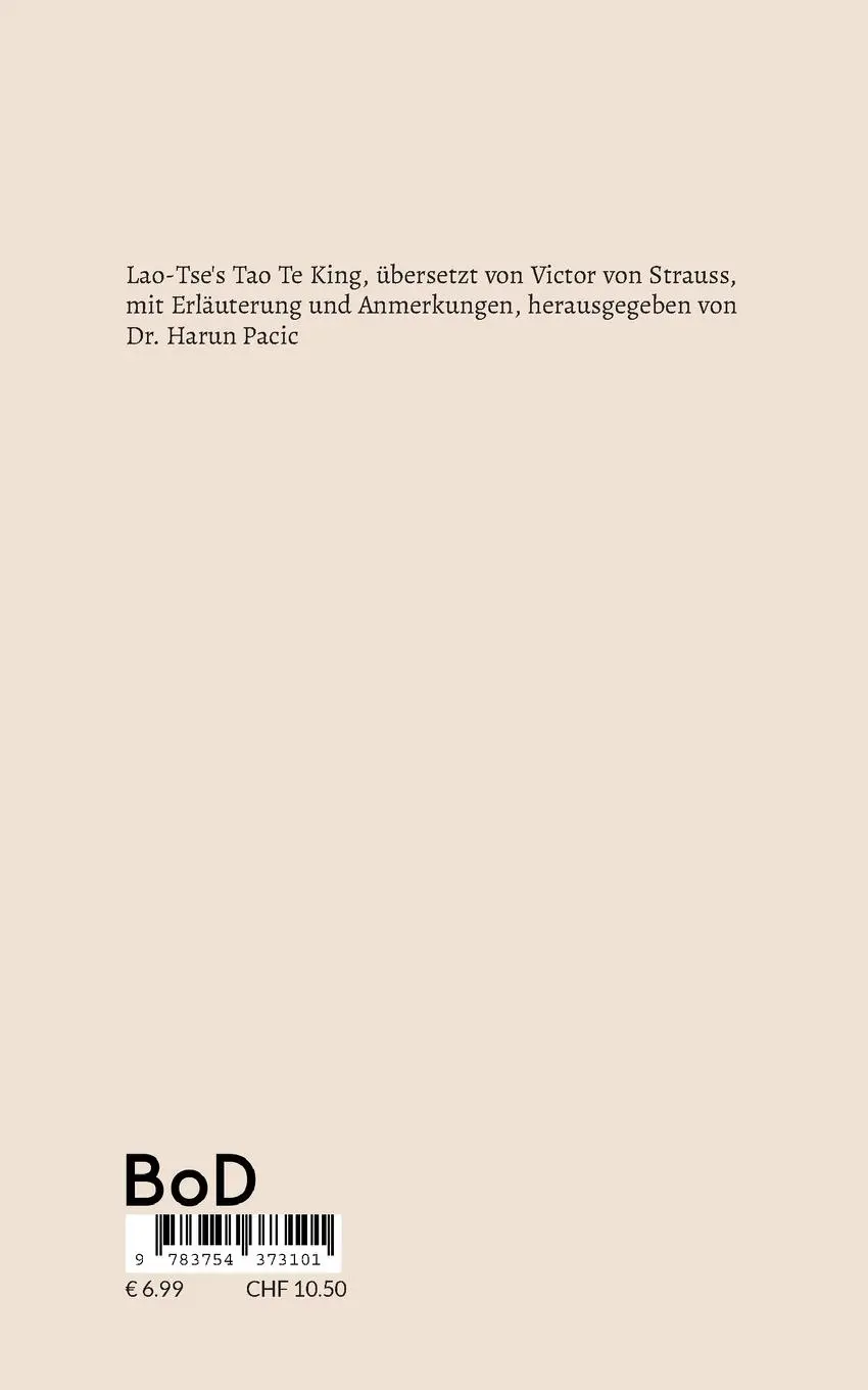 Rückseite: 9783754373101 | Lao-Tse's Tao-Te-King | Victor Von Strauss | Taschenbuch | Paperback