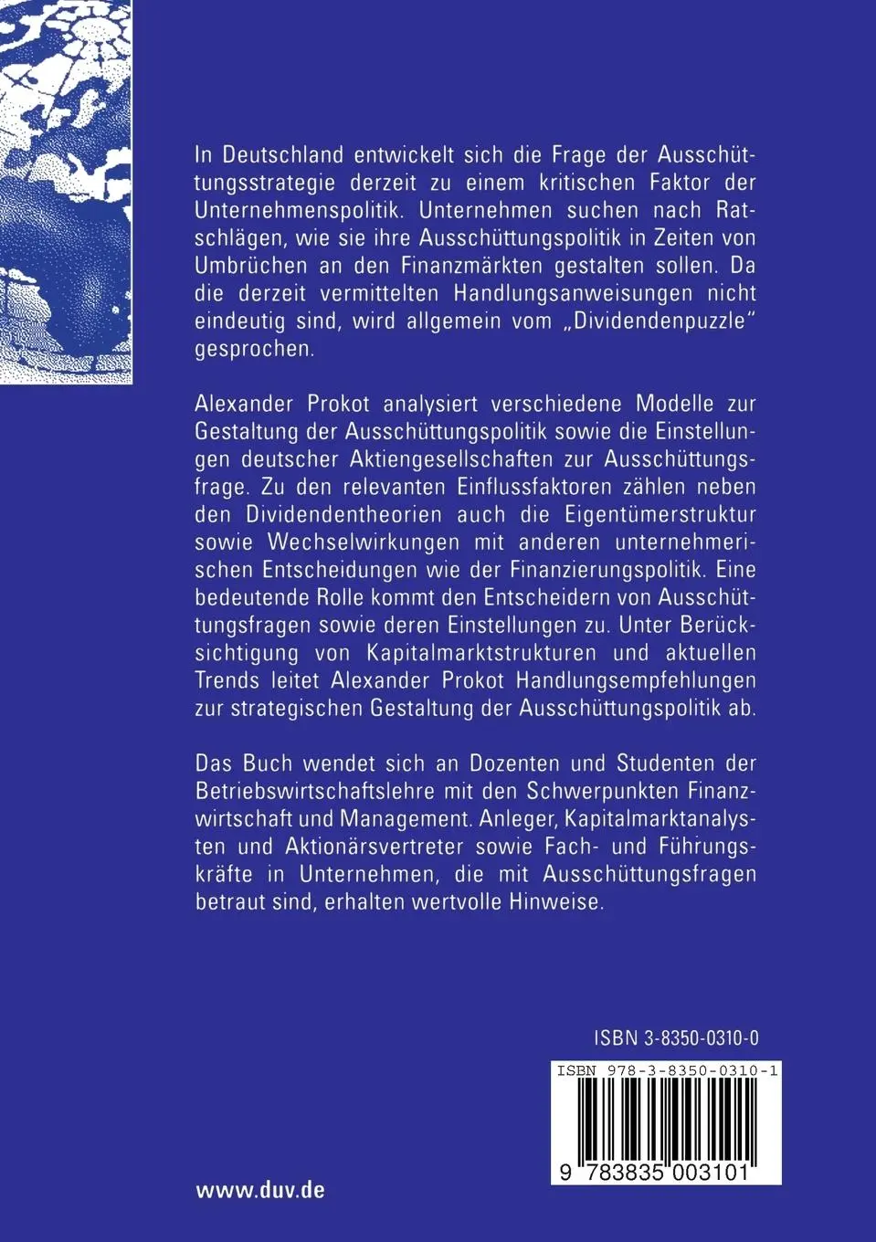 Rückseite: 9783835003101 | Strategische Ausschüttungspolitik deutscher Aktiengesellschaften | xx