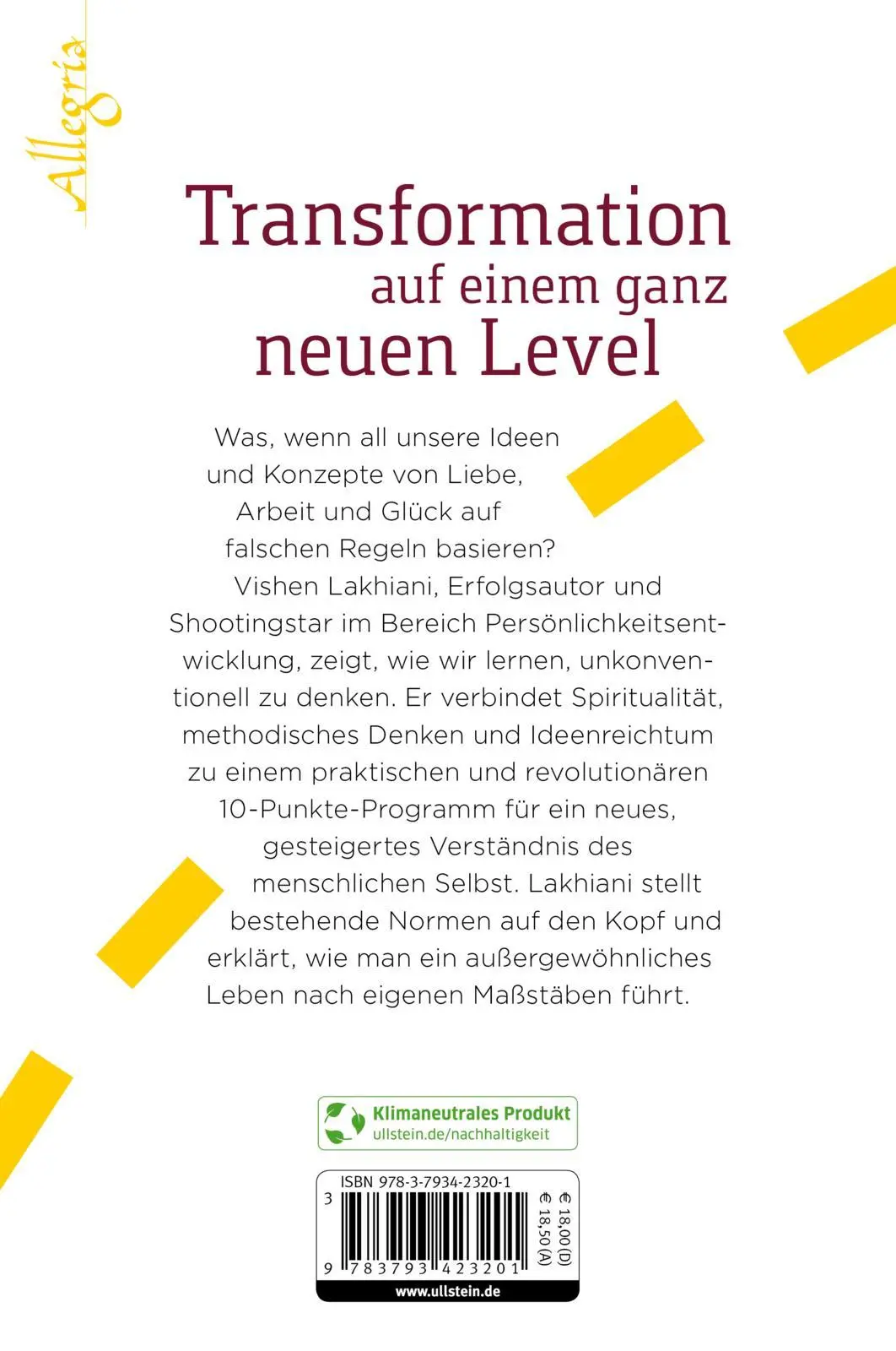 Rückseite: 9783793423201 | Lebe nach deinen eigenen Regeln | Vishen Lakhiani | Taschenbuch | 2017