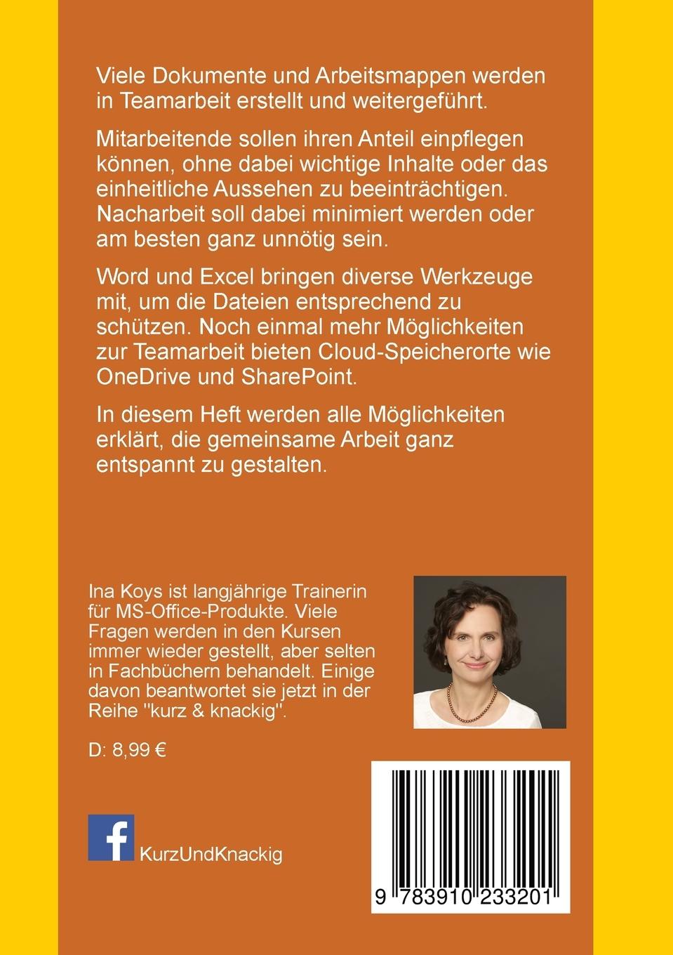 Rückseite: 9783910233201 | Teamarbeit im Griff | An Word- und Exceldateien gemeinsam arbeiten
