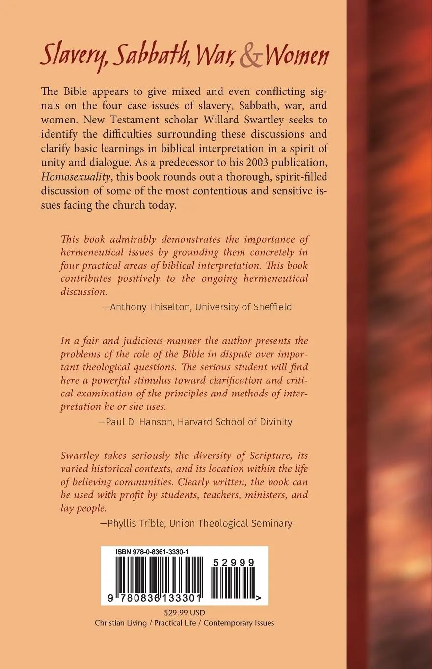 Rückseite: 9780836133301 | Slavery, Sabbath, War and Women | Willard M. Swartley | Taschenbuch