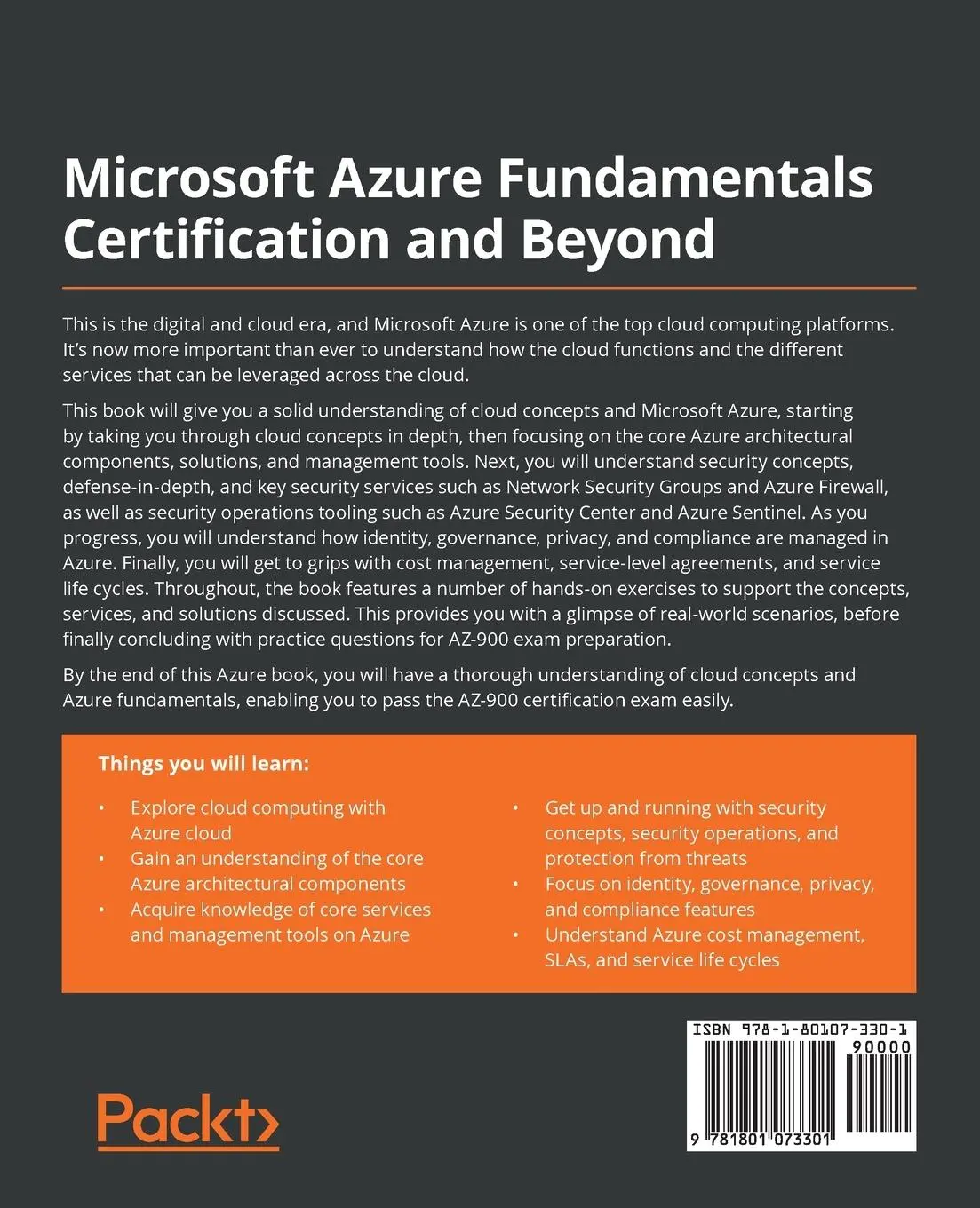 Rückseite: 9781801073301 | Microsoft Azure Fundamentals Certification and Beyond | Steve Miles
