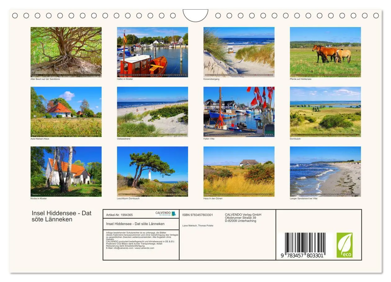 Bild: 9783457803301 | Insel Hiddensee - Dat söte Länneken (Wandkalender 2026 DIN A4...