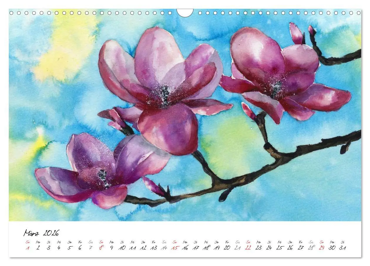 Bild: 9783457973301 | Blumen Blüten Aquarelle (Wandkalender 2026 DIN A3 quer), CALVENDO...