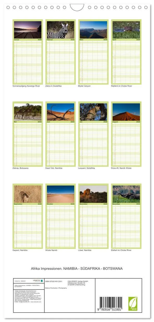 Bild: 9783516513301 | Familienplaner 2026 - Afrika Impressionen. NAMIBIA - SÜDAFRIKA -...