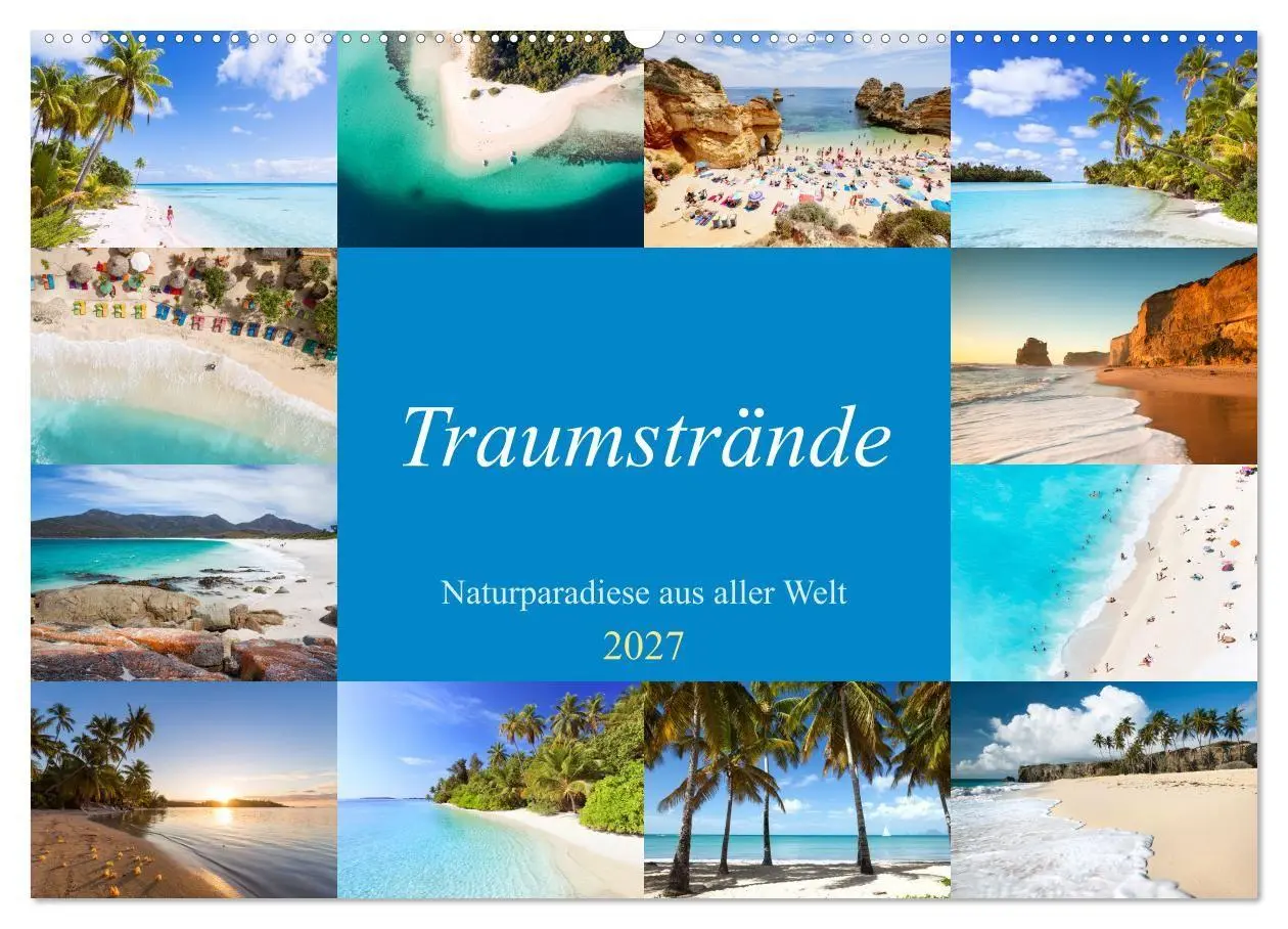 Cover: 9783569393301 | Traumstrände - Naturparadiese aus aller Welt (Wandkalender 2027 DIN...