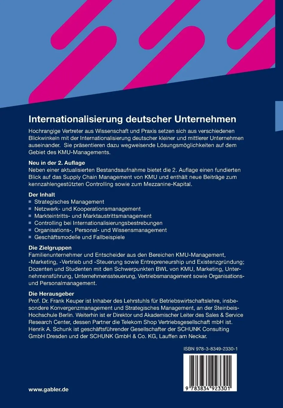 Rückseite: 9783834923301 | Internationalisierung deutscher Unternehmen | Henrik Schunk (u. a.)