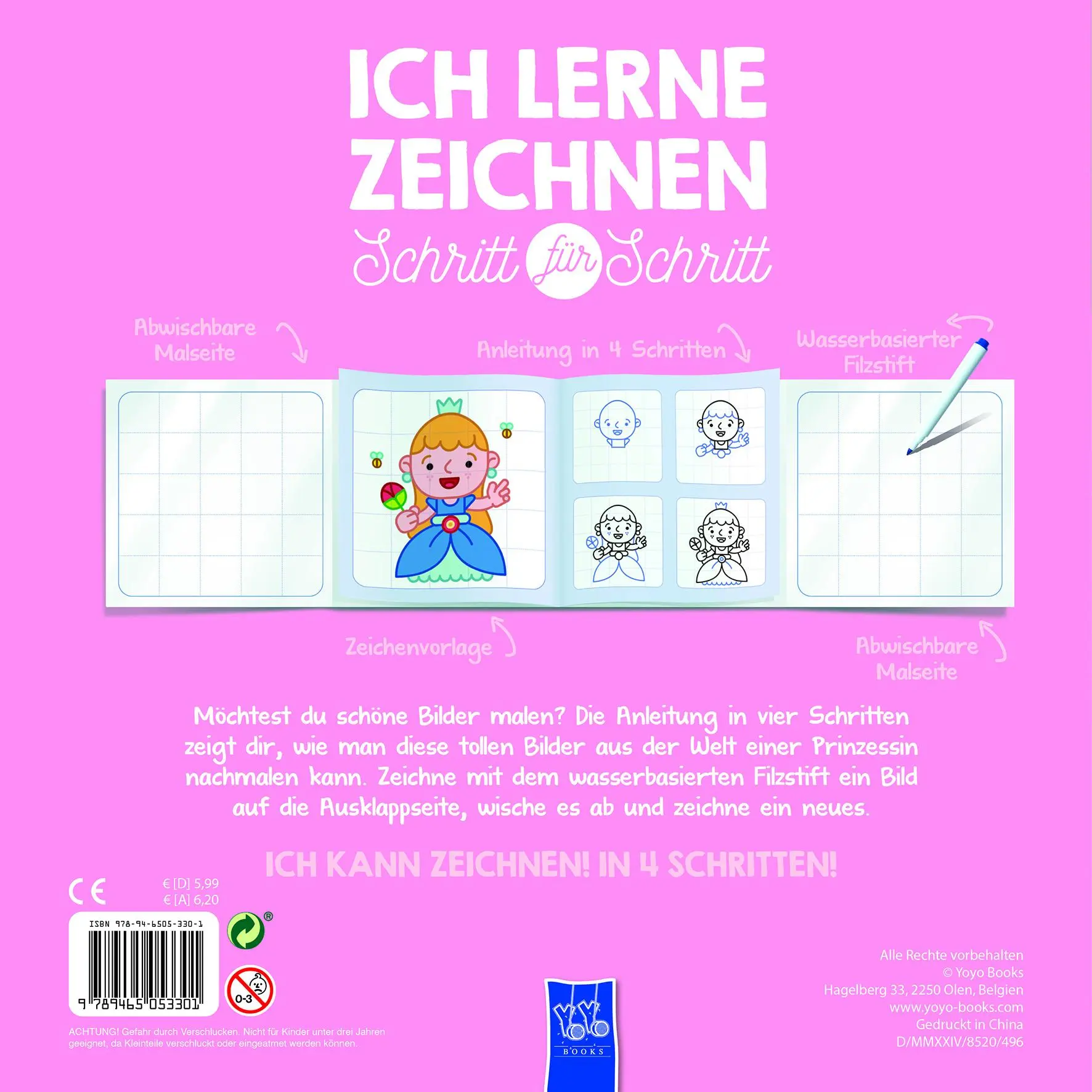Rückseite: 9789465053301 | Ich lerne zeichnen - Schritt für Schritt: Prinzessinnen | Broschüre