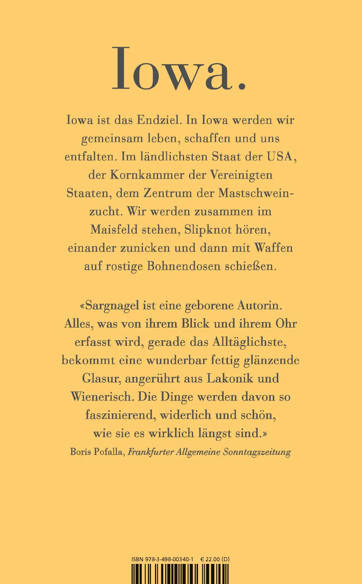 Rückseite: 9783498003401 | Iowa | Stefanie Sargnagel | Buch | 304 S. | Deutsch | 2023