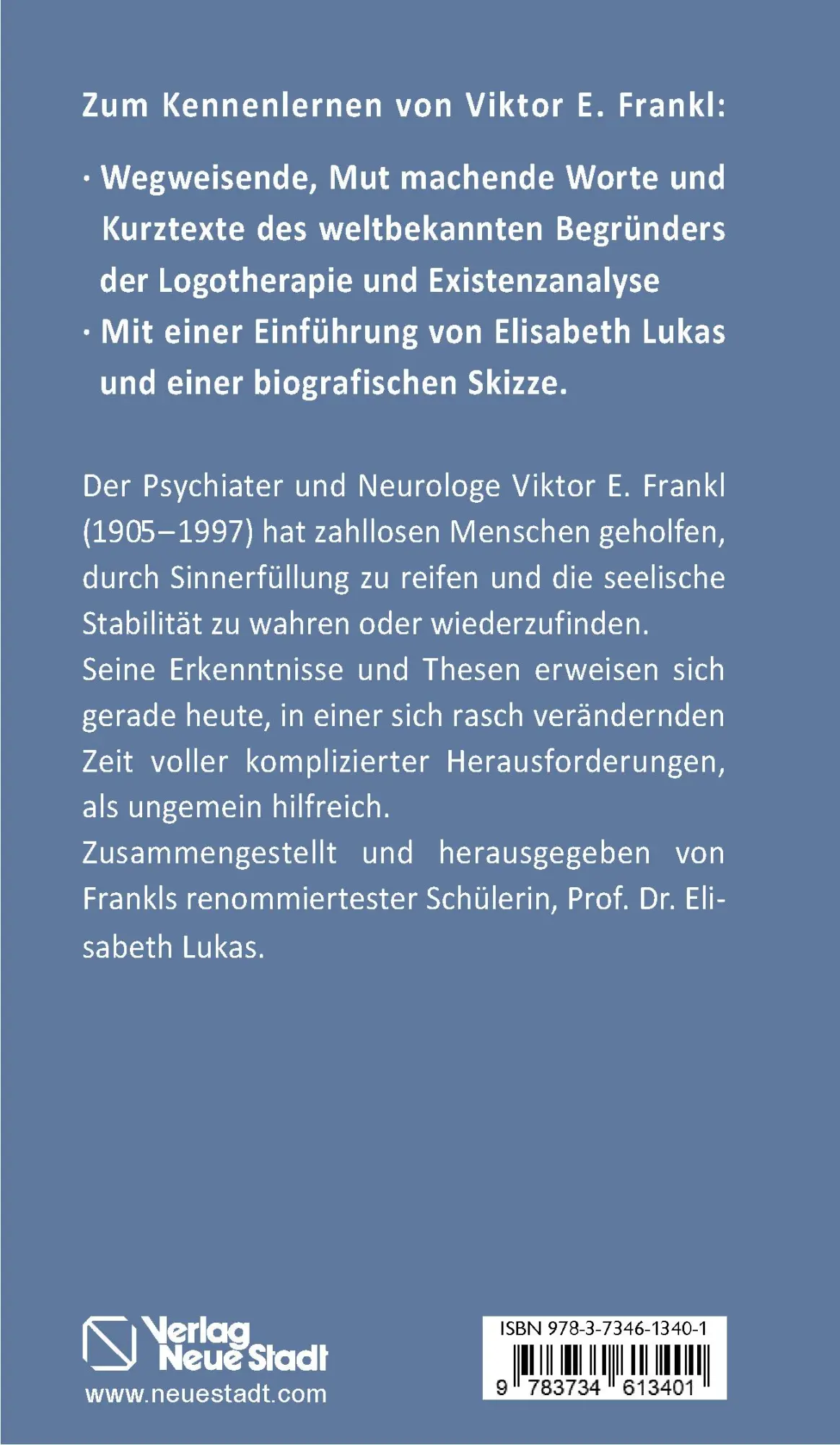 Rückseite: 9783734613401 | Mensch sein heißt Sinn finden | 100 Worte von Viktor E. Frankl | Lukas