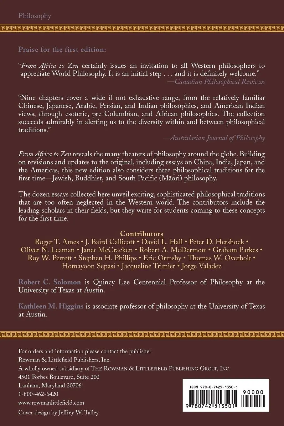 Rückseite: 9780742513501 | From Africa to Zen | An Invitation to World Philosophy | Taschenbuch