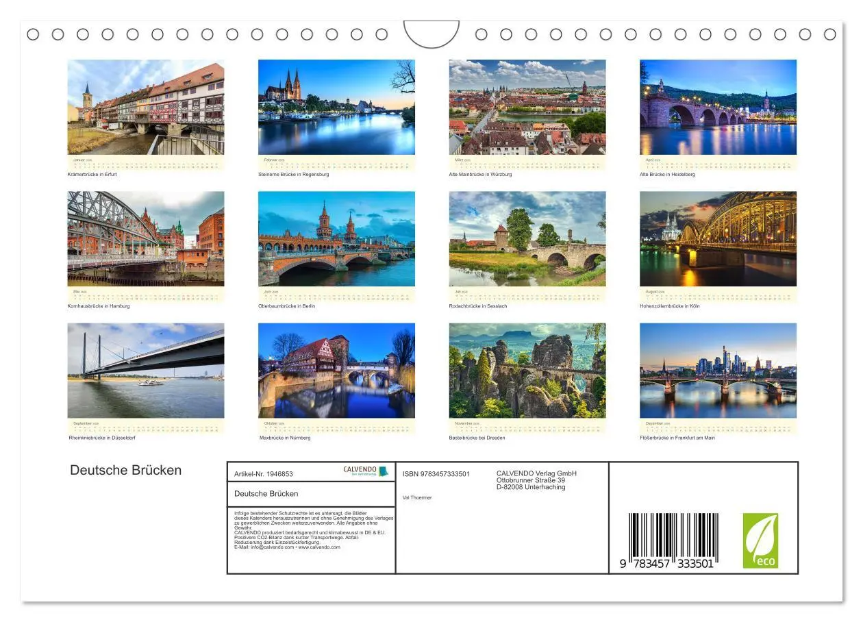 Bild: 9783457333501 | Deutsche Brücken (Wandkalender 2026 DIN A4 quer), CALVENDO...