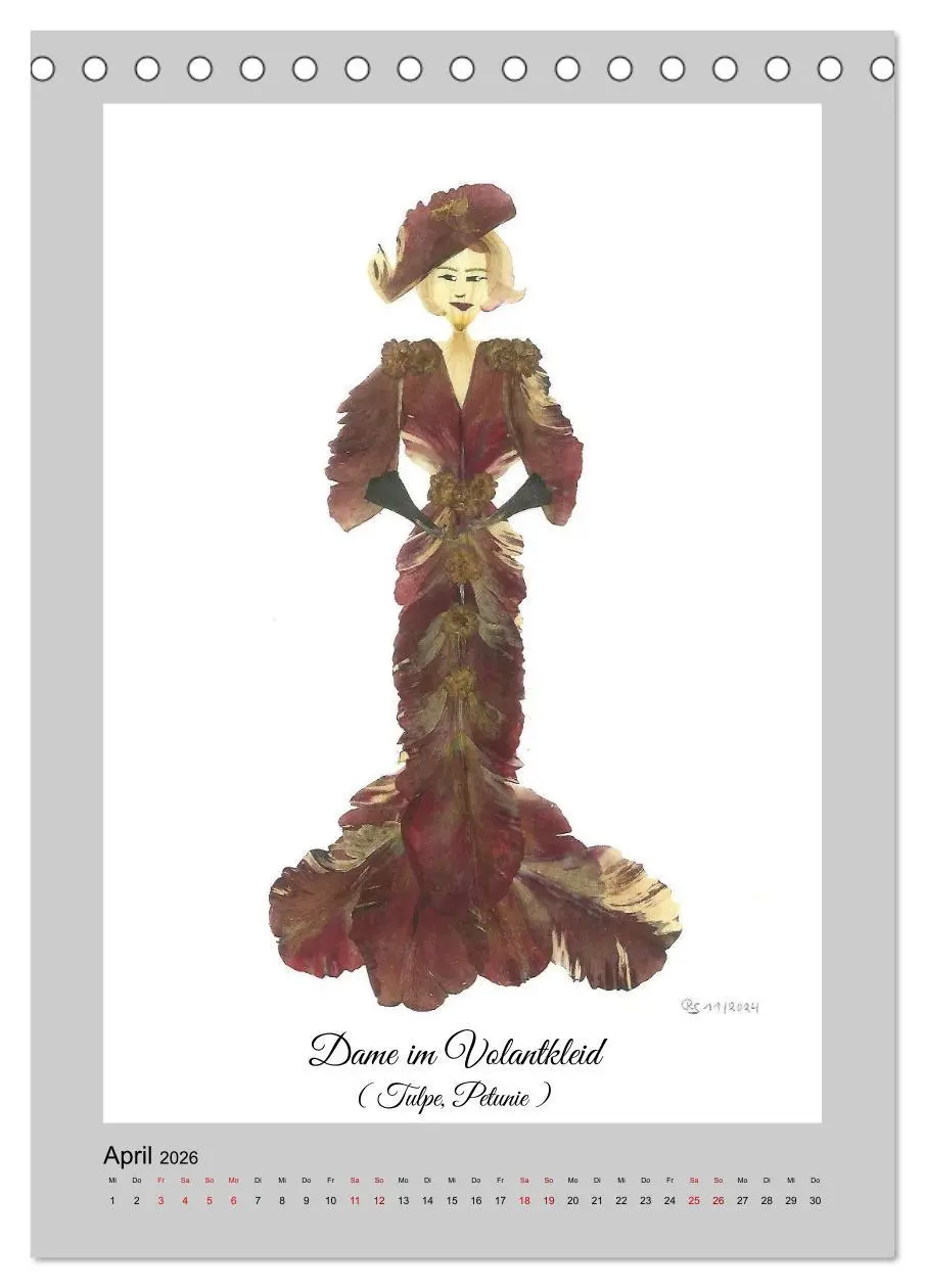 Bild: 9783516593501 | Aus Blüten werden elegante Damen (Tischkalender 2026 DIN A5 hoch),...