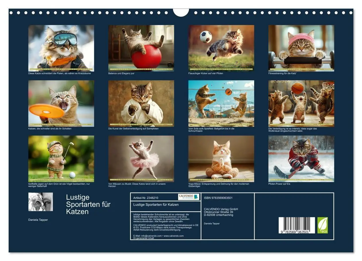 Bild: 9783569063501 | Lustige Sportarten für Katzen (Wandkalender 2027 DIN A3 quer),...