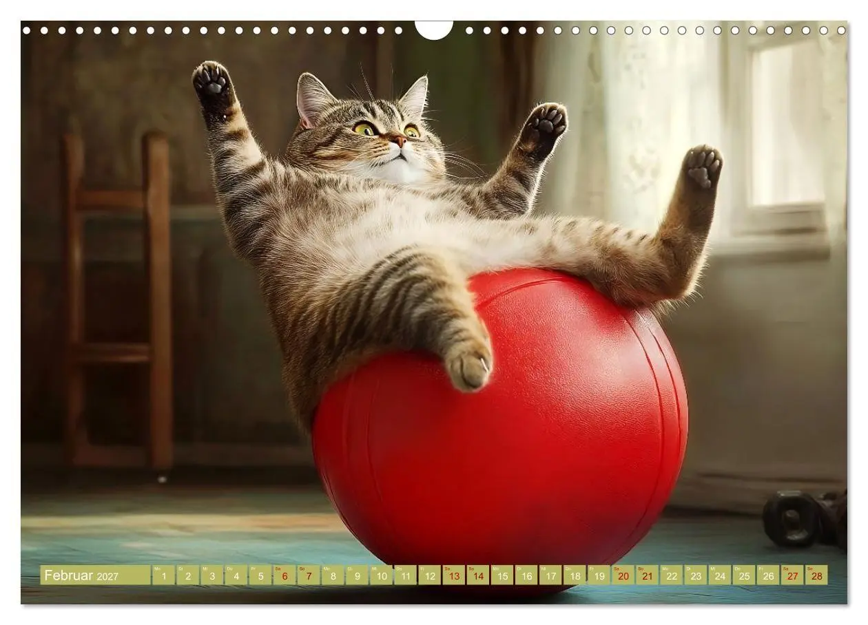 Bild: 9783569063501 | Lustige Sportarten für Katzen (Wandkalender 2027 DIN A3 quer),...