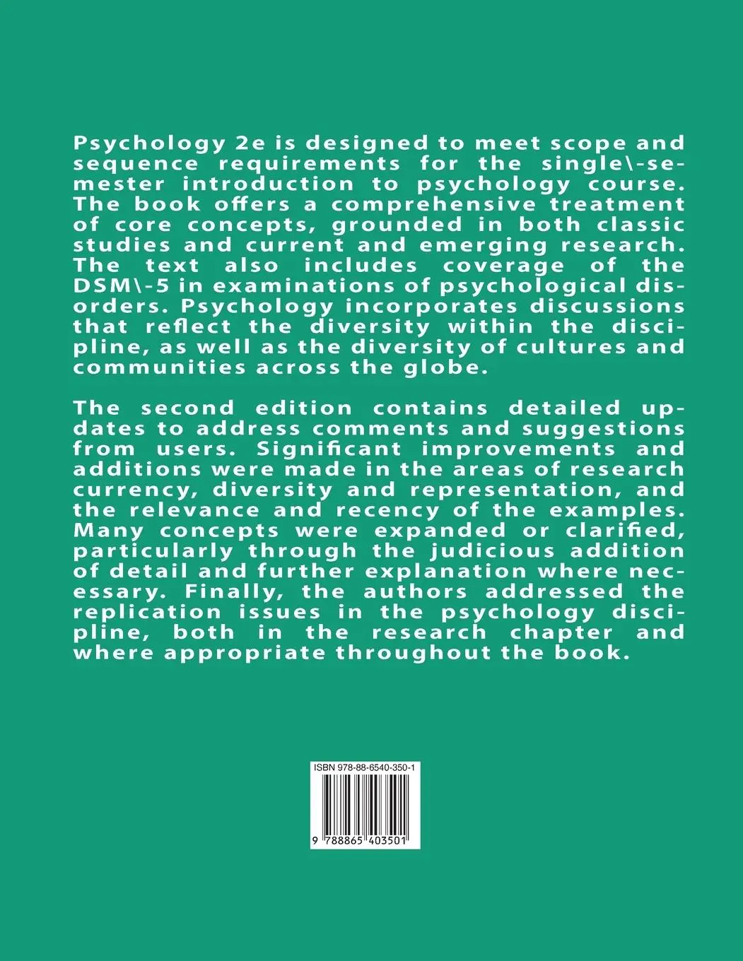 Rückseite: 9788865403501 | Psychology 2e | Openstax (u. a.) | Taschenbuch | Englisch | 2022