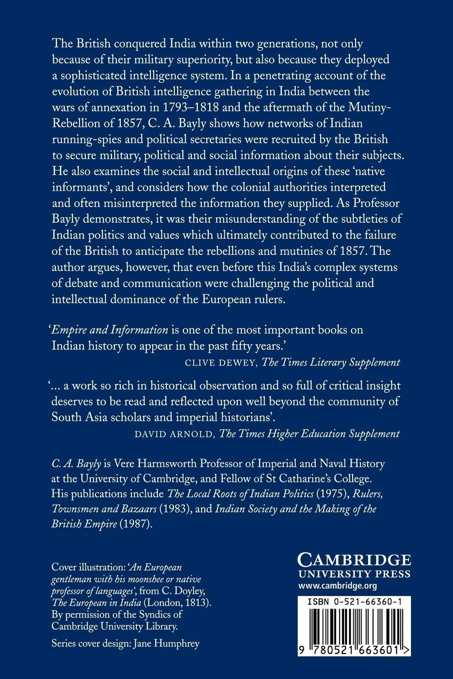 Rückseite: 9780521663601 | Empire and Information | Christopher Alan Bayly (u. a.) | Taschenbuch