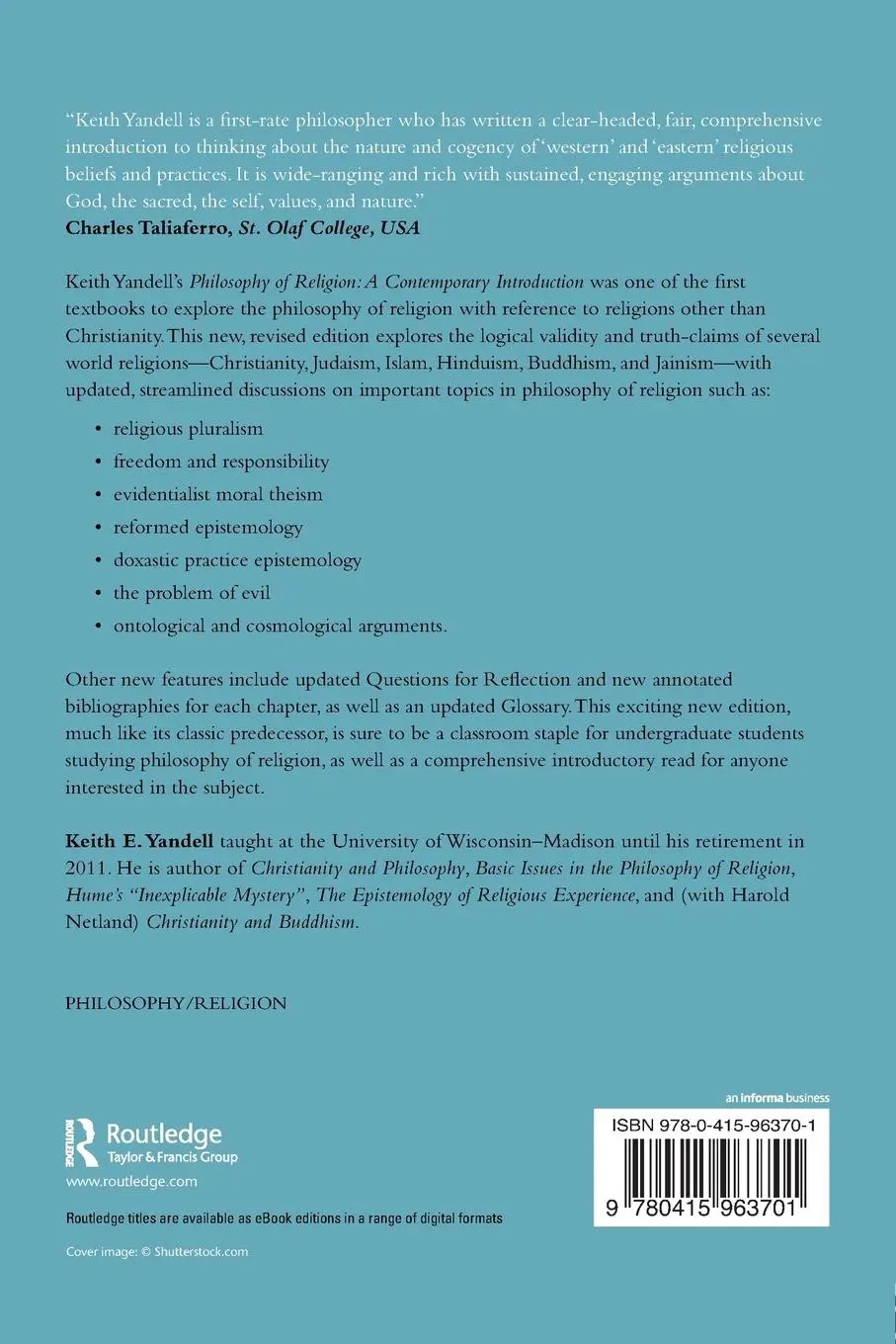 Rückseite: 9780415963701 | Philosophy of Religion | A Contemporary Introduction | Yandell | Buch