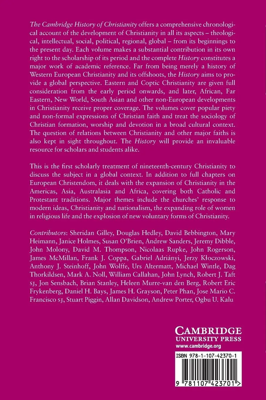 Rückseite: 9781107423701 | The Cambridge History of Christianity | Sheridan Gilley (u. a.) | Buch