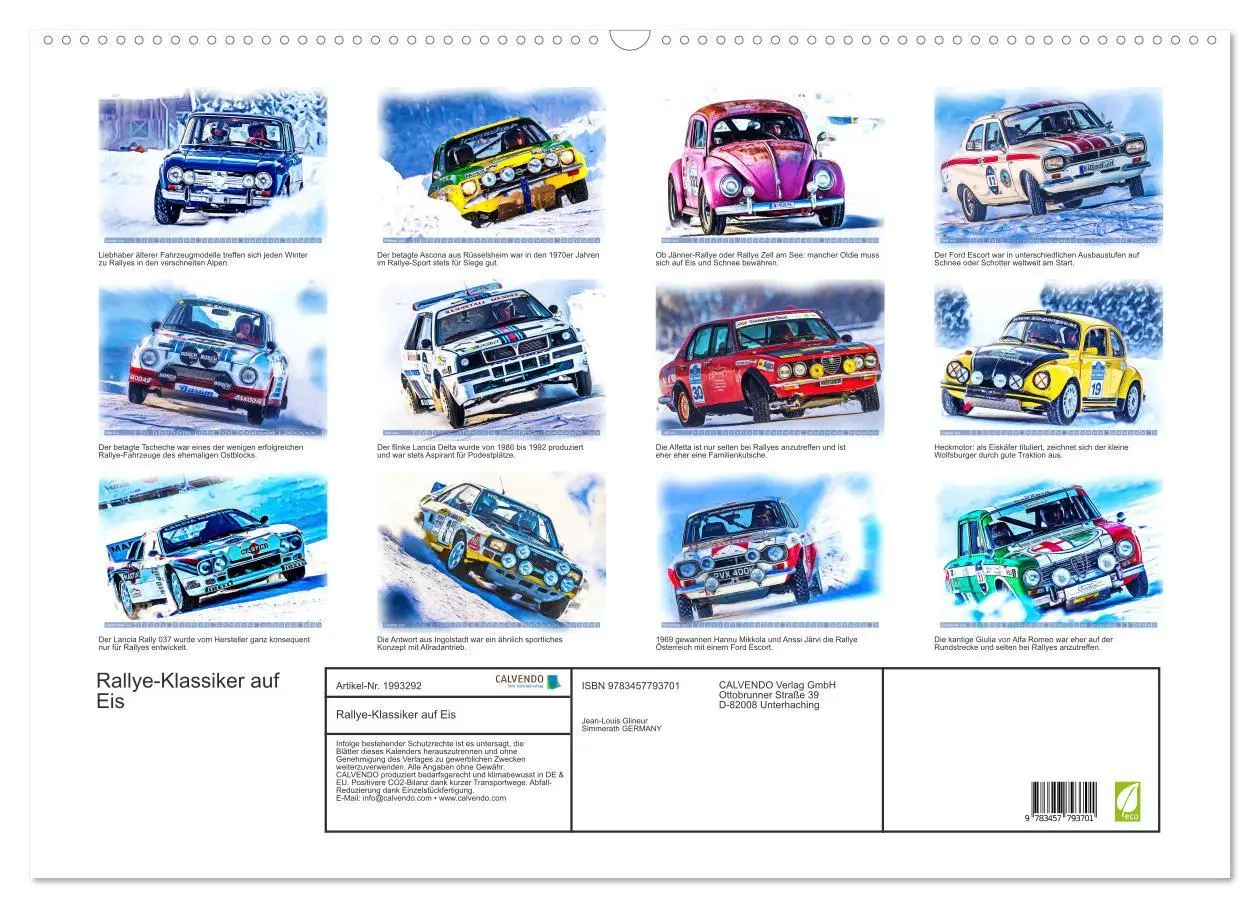 Bild: 9783457793701 | Rallye-Klassiker auf Eis (Wandkalender 2026 DIN A2 quer), CALVENDO...